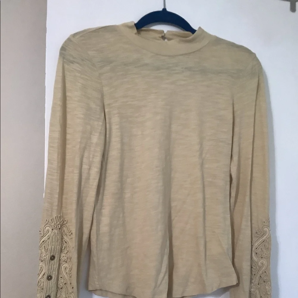 Free people beige embroidered long sleeve - Picture 3 of 4
